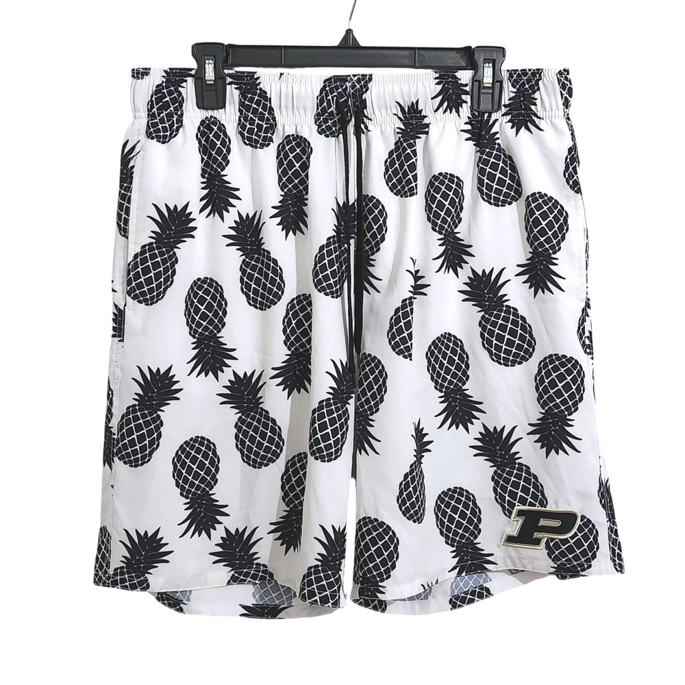 Colosseum Purdue Boilermakers Pineapple Print Swim Trunks Mens‎ XL White Black